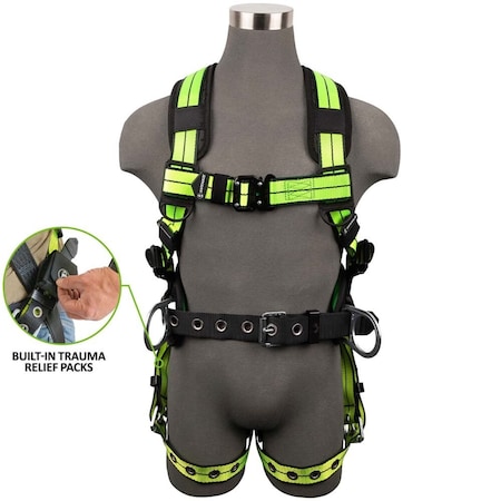 PRO+ Construction Harness: 3D, QC Chest, TB Legs, Trauma Relief, 2X